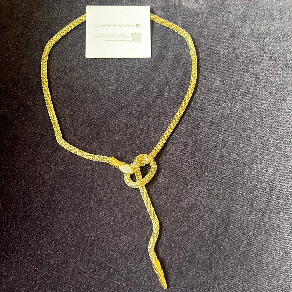 ettika Gold Knot Mesh Necklace with Marquise Crystal Accent - Picture 2 of 2
